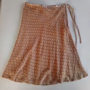 Free People Tan Pink Blue Skirt Silk Rayon Size 0
